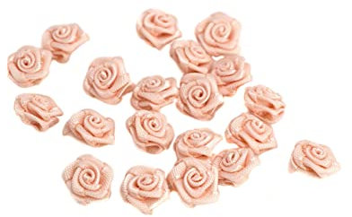 Creativery Satinrosen 10mm 20 Stück - Farbauswahl in 10/15/20/30/60mm - farbecht & waschbar - Kleine Stoffrosen zum Aufnähen - Satin Röschen zum Basteln Nähen Kleben Dekorieren - Apricot