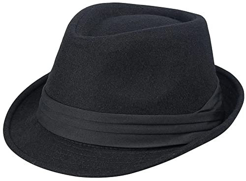 Korhleoh Panama Hut für Herren und Damen, Fedora-Hut aus Filz für Herren und Herren, elegant, Gangster Trilby Jazz, Schwarz , 58