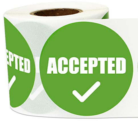 600 Accepted Labels Stickers - 2 Circle Dot Inventory Inspection Quality Control Shipping Receiving QC Passed Control Inspected Pass Stickers, Lime Green - 2 Rolls of 300 Labels