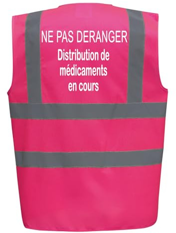 Line Shop Gilet de sécurité Rose marquage dos Ne pas déranger Distribution Médicaments (XL)