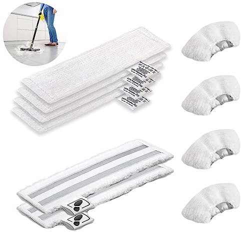 SVUPUE Mikrofaser Tuchset Kompatibel für Kärcher Dampfreiniger EasyFix, Bodentücher Ersatzteile, Enthält 6 Fasertücher, 4 Fasertuchbezüge, Kompatibel mit SC1/SC2/SC3/SC4/SC5
