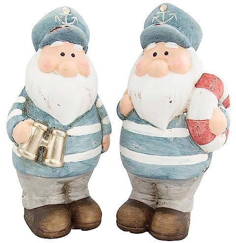 Goldschmidt Dekofigur Seemann Kapitän Maritim | Keramikfigur 18cm | Deko Figur Nordsee Ostsee (Set 2 Seemänner)