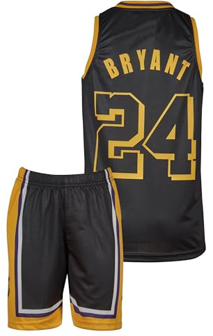 Amdrabola Lakers basketboll barn tröja byggsats, svart, gul, kommer med shorts basketfans (4–13 år)