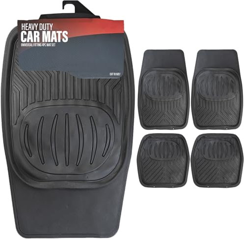 Xtremeauto Deep Dish Rubber Car Mats - Universal Fit, Heavy Duty Thick Rubber For Cars, Vans, Truck & SUV, All Weather Waterproof Mats (Front & Rear)