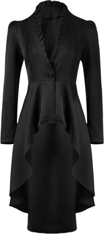 YOSUWOAI Veste Gothique Steampunk Longue pour Femme - Style Renaissance Victorienne - Manteau Mittelalter - Redingote de Carnaval - Cosplay Uniforme - Vintage - Veste de Club - Fête Rave - Blazer de