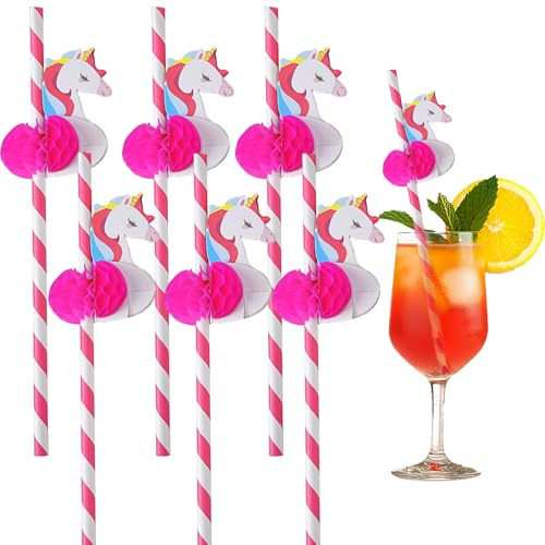 50 3D Cannucce Carta Colorata Monouso Multistrato Unicorno Flamingo Cocktail