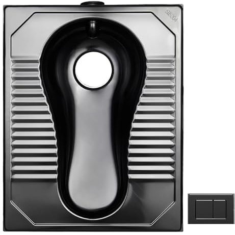 XAoSCd Toilettes À La Turque Génériques, Toilettes À La Turque en Acier Inoxydable 304, Toilettes Monobloc avec Réservoir d'eau pour Bars Et Ktv, C,F
