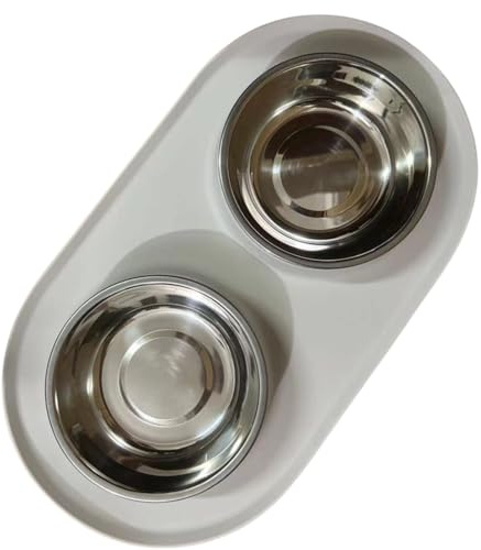J.b Double Cat Food Bowl | Elevated Twin Cat Feeding Station for Kittens, Puppies & Small Pets | 700ml Non Slip Dog Bowls with Raised Edge for Mess-Free Meals | Ideal Cat Water Bowl for Pets