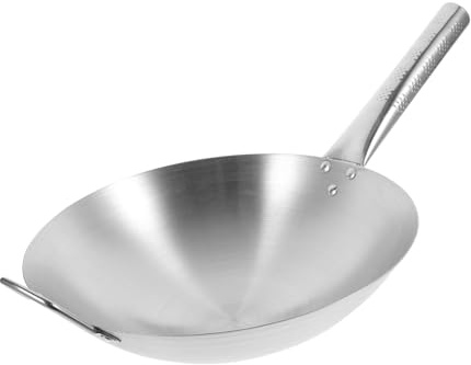 IMIKEYA Wok De Acero Inoxidable 30 Cm Antiadherente, Sartén Gruesa Para Cocina Doméstica y Comercial, Compatible Estufas De Gas y Eléctricas, Adecuado Para Freír Verduras y Carne