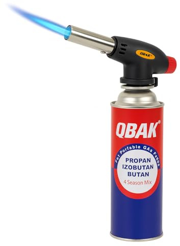 Soplete de Gas con Cartucho 227g Llama Azul Potente y Ajustable Soplete Cocina Profesional para Repostería, Ccaramelizar Postres, Sellar Carne, Barbacoa, Encender Carbón y Camping