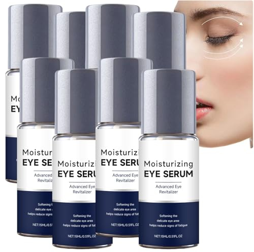 Återfuktande och upplysande ögonserum med hyaluronsyra, anti-aging ögonbehandling, anti-rynk ögonkräm för mörka ringar, påsar och svullnad, minskar fina linjer. (8 st)