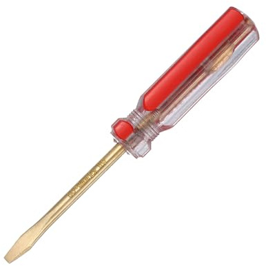 sourcing map Non-Sparking Screwdriver SL3 4x50mm Tip Aluminum Bronze Flat Head Strike Cap Slotted Screwdriver Non-Magnetic for Appliances Repair Improvement, Transparent Red