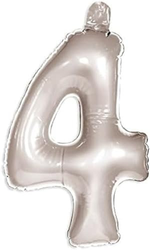 Folat 20229 Number Aufblasbare Zahl 4 Silber, Einheitsgröße