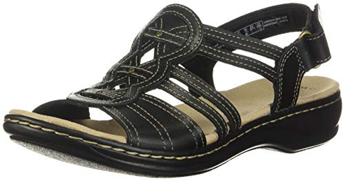 Clarks Femme Leisa Janna Sandale, Cuir Noir, 40 EU
