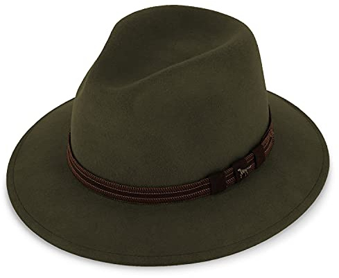 fiebig Clark Traveller Wollfilzhut | Crushable & Waterproof Hut (59-L, Grün)