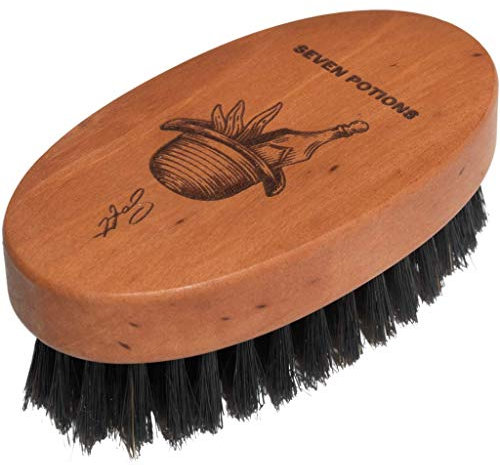 Seven Potions Boar Bristle Beard Brush For Men — Made of Pear Wood with Soft Second-Cut Boar Hair — Soft Bristles To Tame and Soften Your Facial Hair