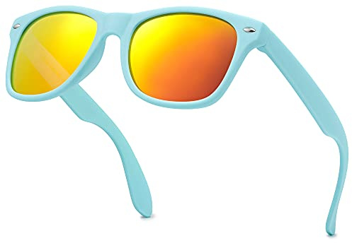 LEICO FASHION Kids Polarized Retro Sunglasses for Boys Girls Age 3-12 Shatterproof Rubberized Frame UV Protection Toddler Children Sun Glasses