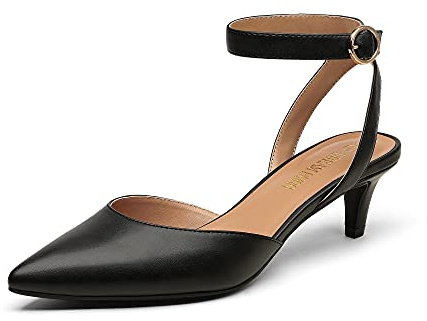 DREAM PAIRS Low Heels for Women Wedding Dress Low Heels Closed Toe Pump Shoes DPU215,Size 7,Black,DPU215