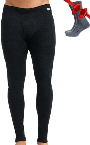 Merino.tech sous Vetement Merinos Homme - Pantalon Homme Laine Merinos 100% Lourd, Moyen, Léger avec Chaussettes (Medium, 320 Charcoal Grey)
