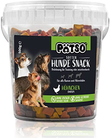 Pätso Hundeleckerli & Trainings- Hunde Snack Getreidefrei/Hunde Leckerlis (Hühnchen (Mini Heart Mix), 500 g)