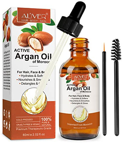 Olio di Argan Puro per Capelli 60ml Argan Oil per Capelli, Corpo e Unghie, Pelle per pelle e capelli sani, Vegano (Olio di Argan)
