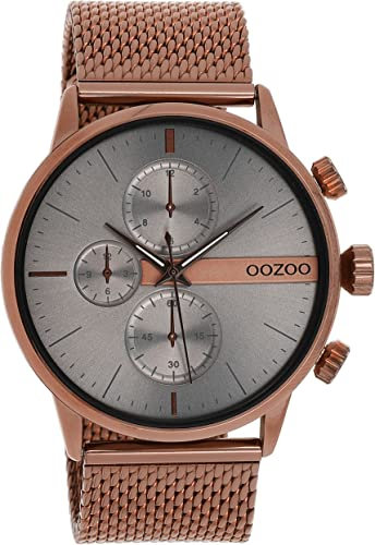 Oozoo Timepieces Herren Uhr in Braun Grau| Armbanduhr Herren mit Mesh Metallarmband | Hochwertige Uhr für Männer | Edle Analog Herrenuhr in rund C11103