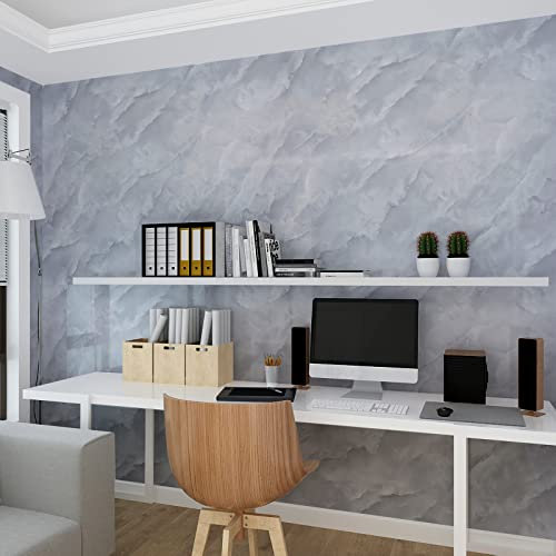 JSEVEM 40CM×3M Grey White Cloud Pattern Marble Wallpaper Peel and Stick Thick Textured Waterproof Gray Granite Contact Paper Self Adhesive Vinyl Wrap Stickers Decor for Bathroom Cabinet Countertops