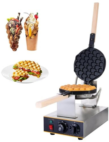 PJDDP Gofrera De Burbujas Comercial, Gofrera Giratorio para Gofres 1400w, Plancha De Gofres Antiadherente para Restaurante,Cafeterías,Panadería,Snack Bar,Hogar, Control de Tiempo y Temperatura