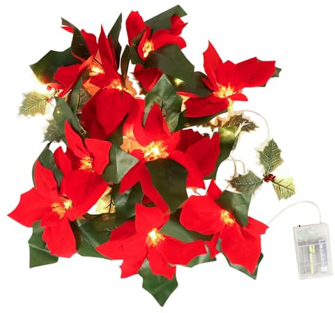 DERAYEE 9.8FT Christmas Garland with 20 LED Lights Christmas Fireplace Garland Xmas Tree Garland for Indoor Home Party Decoration