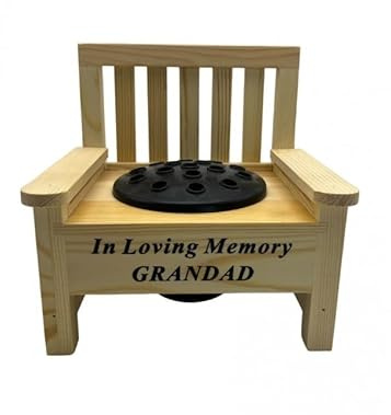 Grandad Wooden Memorial Bench with Flower Insert Pot Graveside Crematorium Plaque Garden