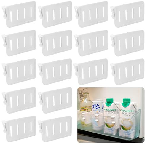 16 Pezzi Ferma Bottiglie per Frigorifero Divisori per Frigorifero Regolabili Fermabottiglie Frigorifero Separatori Frigo Salvaspazio Organizer per La Casa Cucina Cassetto per Condire Pacchette Bevande