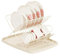 FAB4HOME Folding Dish Drainer Plate Drying Steel Rack Foldable 2-Tier Dish Drainer Rack with Drip Tray Collapsible Dish Drying Rack Metal Plate Organizer for Kitchen (Cream)