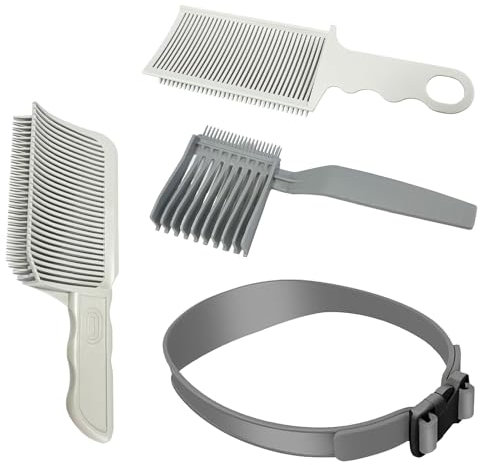 KAIYAYA 4 Stück Haarschneidekamm Set, Verstellbare Haarschneide Schablone Haarschneidehilfe mit Silikon Fade Guide für Männer, Friseur kamm für professionelle oder selbstgemachte Frisur