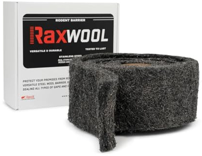 RAXWOOL - Lana di acciaio anti-roditori, 3 m x 10 cm, barriera fisica inossidabile, flessibile e durevole