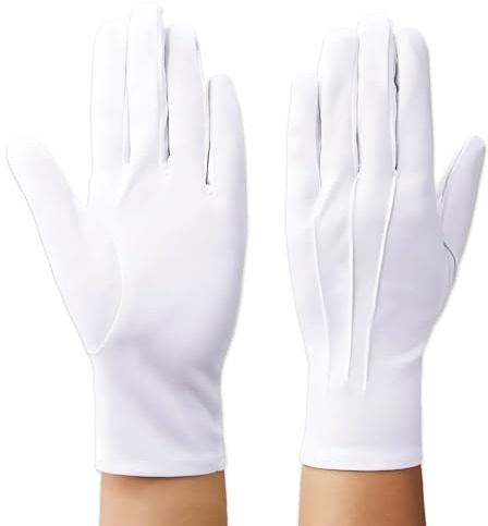 2 Paires de Gants Blancs en Nylon pour Hommes et Femmes - Idéal pour Services, Costumes, Majordome, Manipulation de Bijoux, avec Bouton Élégant