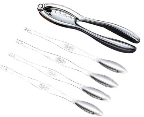 HOLIDYOYO Kit para Comer Cangrejos Herramientas Ergonómicas y Antideslizantes 5 Piezas de Acero Inoxidable y Aleación de Zinc para Cocina