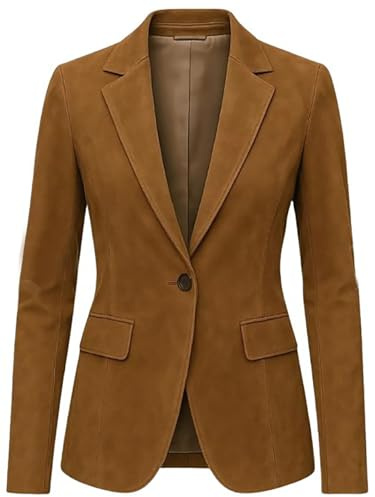 AAOutfitz Chaqueta blazer de piel de ante para mujer