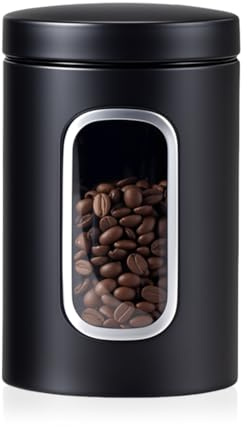 HMCEY Barattolo Caffe Ermetico 11 X 17.3 CM,Contenitore Chicchi Caffe In Polvere,Coffee Beans Container,Barattolo Zucchero Acciaio Inox,Contenitori Porta Tè Metallo Con Finestra di Visualizzazione