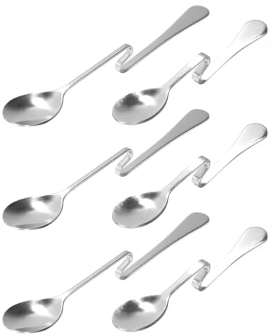Grobo 6 cucharas de acero inoxidable con asas curvas, cucharas largas para bebidas con Kinks, cuchara Latte Macchiato, acero inoxidable, cuchara de café