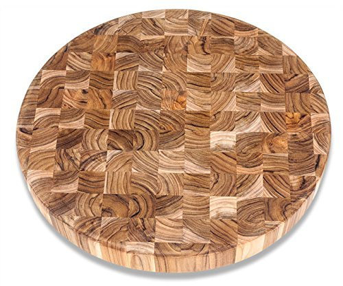 Tabla de cortar de teca de 45,7 x 5 cm de diámetro, redonda (TH303) – Duradera. Sostenible. Respetuoso con el medio ambiente. Tabla de cocina, tabla de trinchar, tabla de cortar, tabla de servir,