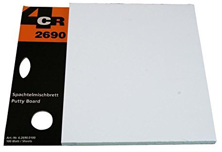 MST-DESIGN Spachtelmischbrett I 100 Abrisse I Metall I Metallgriff I zum Anmischen von Polyester-Spachtelmassen I Lackierzubehör