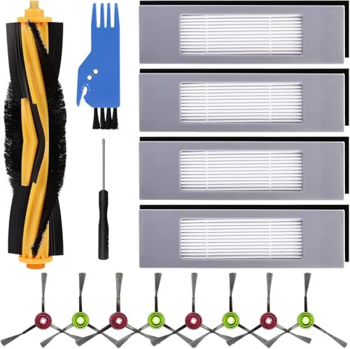 Ansook 15 Stück Ersatzteile Zubehör Kit für Ecovacs Deebot Ozmo 920, OZMO 950, T8, T9 und N8 Serie Staubsauger Roboter,1 Hauptbürste, 8 Seitenbürste, 4 Filter,1 Reinigungsbürste,1 Schraubenzieher