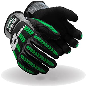 MAGID T-REX Flex Series ANSI Cut Level A9 Knit Impact Glove, 1 Pair, NitriX Palm, Size 10/XL, Black & Green, TRX795