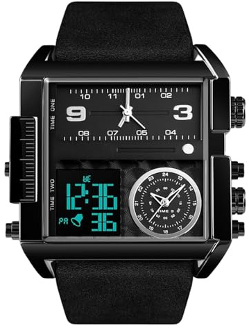 RORIOS Orologio Sportivo Quadrato da Polso Digitale al Quarzo con Allarme Luminoso Multifunzionale per Uomo