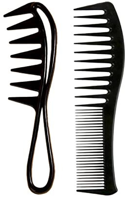 Haarkamm, 2 Stück Breite Zahnkämme Professioneller Friseur Antistatischer Grobzinkiger Hitzebeständiger Kit für Frauen Männer (Schwarz)
