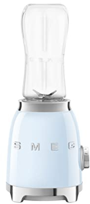 Smeg PBF01PBUK Retro 50’s Style Personal Blender, 2 x Bottles-To-Go, 2 Speed Settings, 600ml, 300W, Pastel Blue