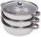 Dampfgarer aus Edelstahl | 28cm Drei Lagen Edelstahl Dampfgarer | Steam Cooker | Kombinierbar | Gesunde Ernährung | Spülmaschinenfest | dampfkocher