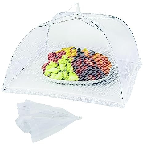 PARENCE - Cloche alimentaire pliable - Anti mouche - Moustiquaire de table pour aliments - Couvercle nourriture - Taille Universelle - Voyage/Camping/Maison - Couleur Aléatoire)