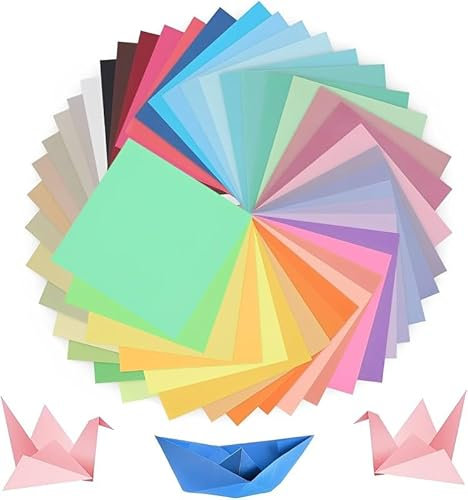 200 Blätter Origami Tonpapier, 14x14 Und 20x20cm, Faltpapier Doppelseitig Buntes Bastelpapier Set für DIY Kunst Bastelprojekte (100 Blätter Je in Dieser Größe)