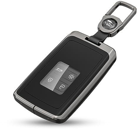 Car Key Cover Case for Renault, 4 Buttons Remote Key Card Case for Renault, Zinc Alloy Keyless Smart Card Case Holder Fit to Renault Clio Megane Kadjar Talisman Captur Espace Dacia (Black)